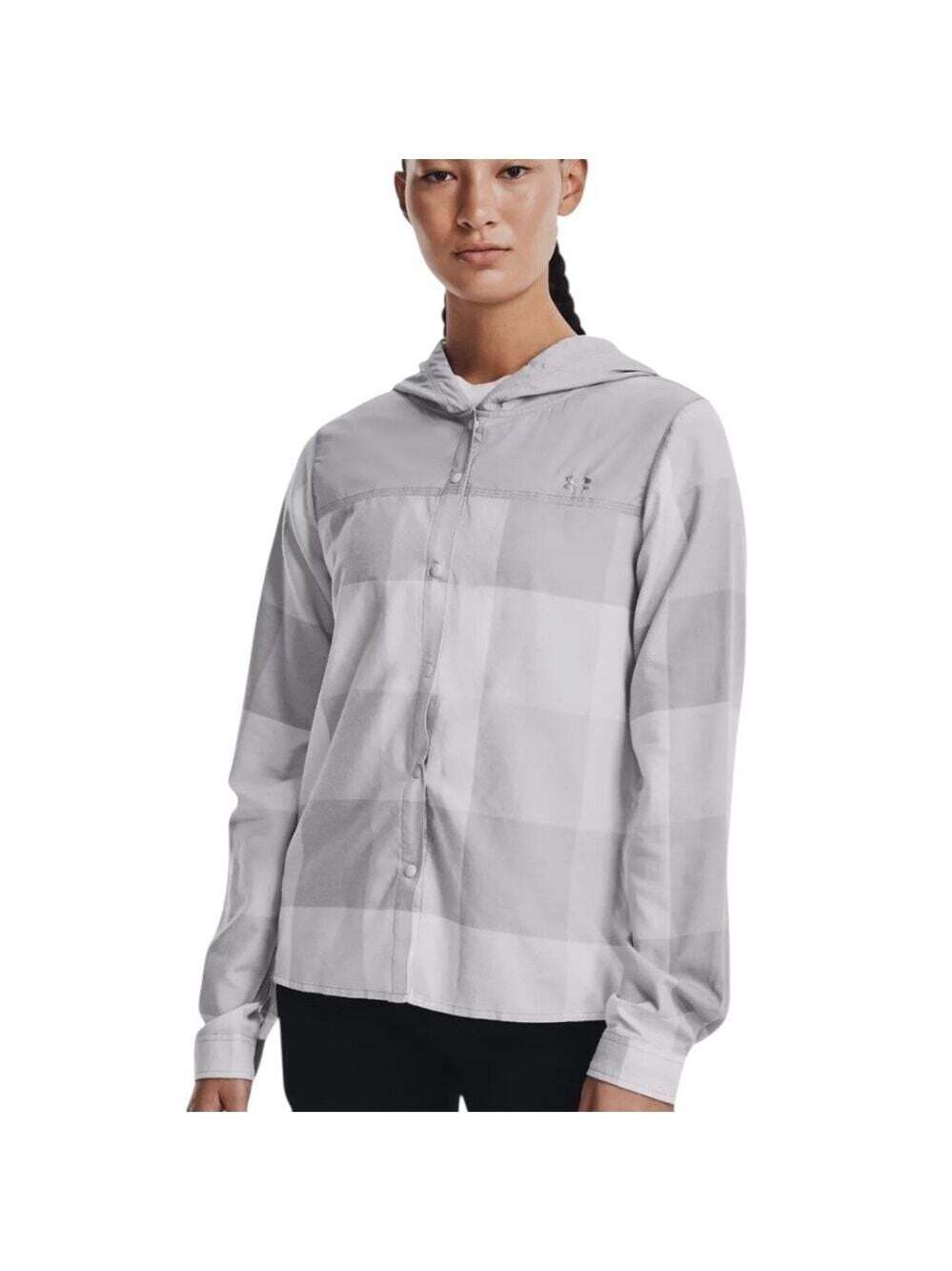 Under Armour Tradesman Flannel Hoodie Halo Grey White Women’s Medium